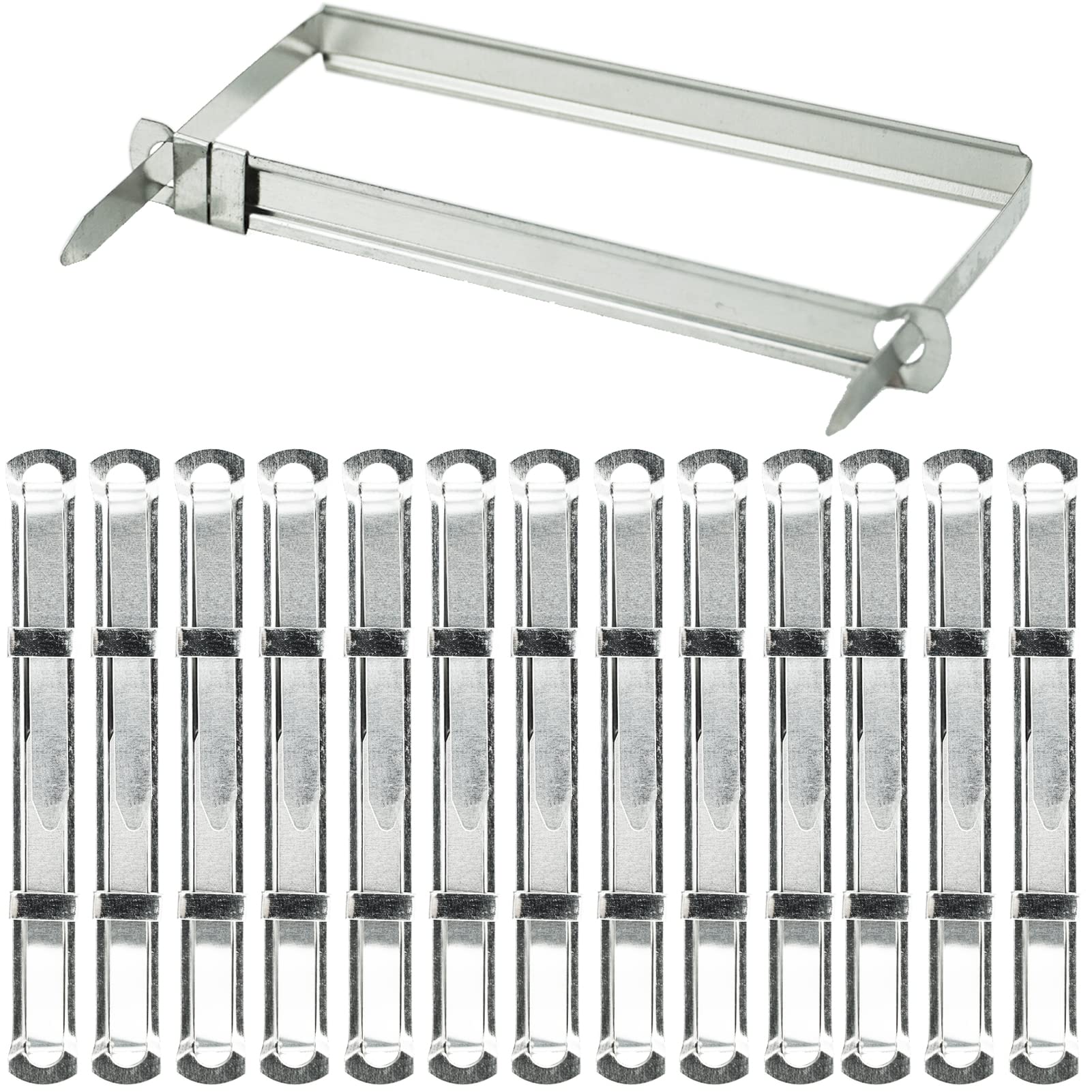 50Packs Filing Strip Fastener Filing Clip 80 mm Acco Fasteners Office Metal Filing Paper Fastener Clips Premium Prong Fastener Storage for Standard 2-Hole Punch, 50mm Capacity