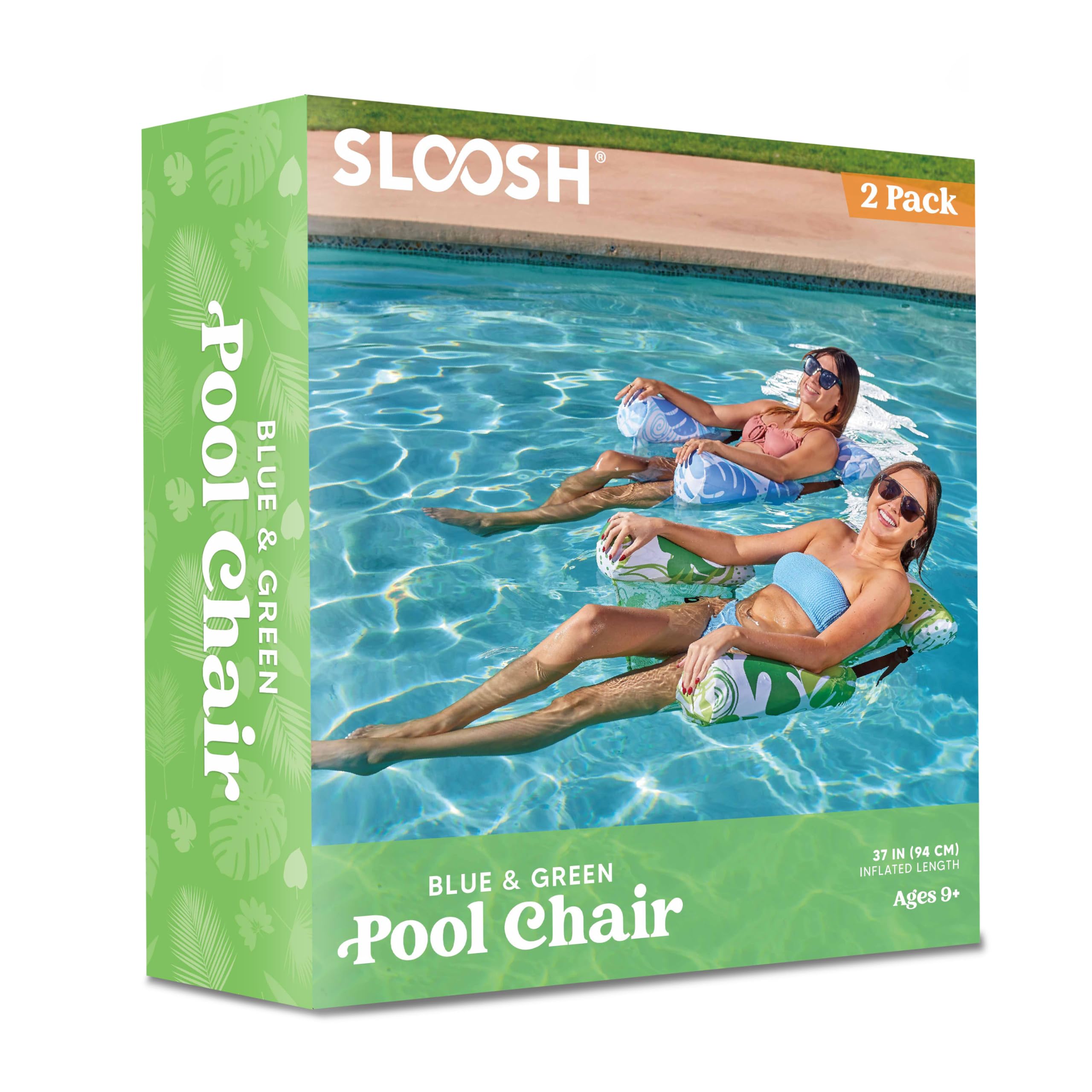 SLOOSH Inflatable Pool Floats Adult,2 Packs Floating Lounge Chairs,Blow up Pool Noodles for Adult Heavy Duty,Floating Chair for Party Summer Water Beach Lake Fun