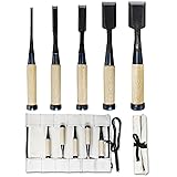 KAKURI Japanese Wood Chisel Set with Roll Up Case