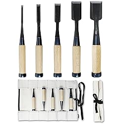KAKURI Japanese Wood Chisel Set with Roll Up Case