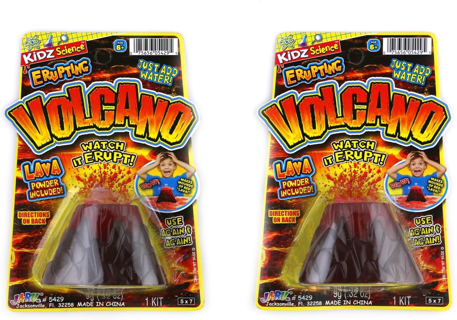 Kidz Science Erupting Mini Volcano (2 Pack) Just Add Water Reusable Kids Science Experiment Kit