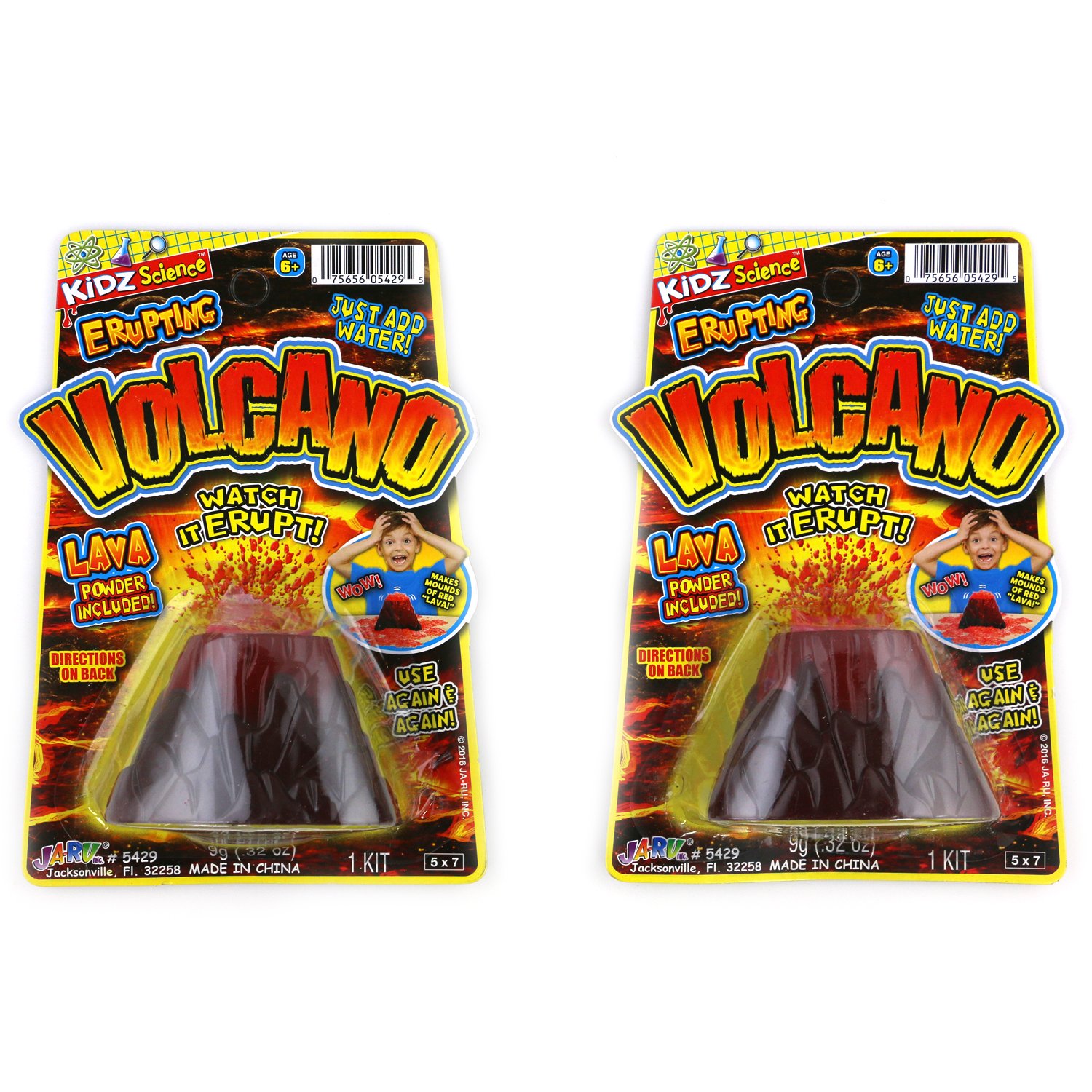 Kidz Science Erupting Mini Volcano (2 Pack) Just Add Water Reusable Kids Science Experiment Kit