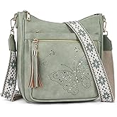 KITEVIUN Medium Crossbody Bags for Women Trendy, Women's Butterfly Shoulder Handbags with Tassel
