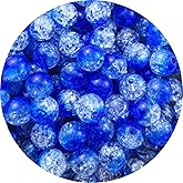 Tingoons 300pcs 8mm Acrylic Crackle Beads Round Crystal Acrylic Craft Beads with Hole for Home Decoration Vase Fillers DIY Craft Making Jewelry Making Bracelet Necklace Earrings(Sapphire)