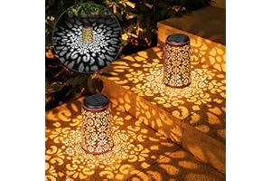 JSOT Solar Lanterns - Solar Lanterns Lights Outdoor Waterproof Gift for Women Mom Grandma, Metal Hanging Lights Decorative for Patio Garden Yard Backyard Porch Table Tree , Cool/Warm Light, 2 Pack