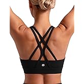 ENERBLOOM Sports Bras for Women Padded Criss Cross Back Yoga Tank Tops Medium Support Strappy Workout Removable Cups