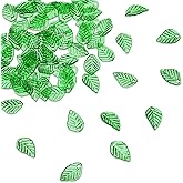 100 Pcs Leaf Beads for Jewelry Making Transparent Green Acrylic Plant Tree Leaf Charms Plastic Leaves Pendants with Hole Fit Earring Bracelet Necklace DIY Craft Beading Decorate Women 0.51 × 0.31 Inch