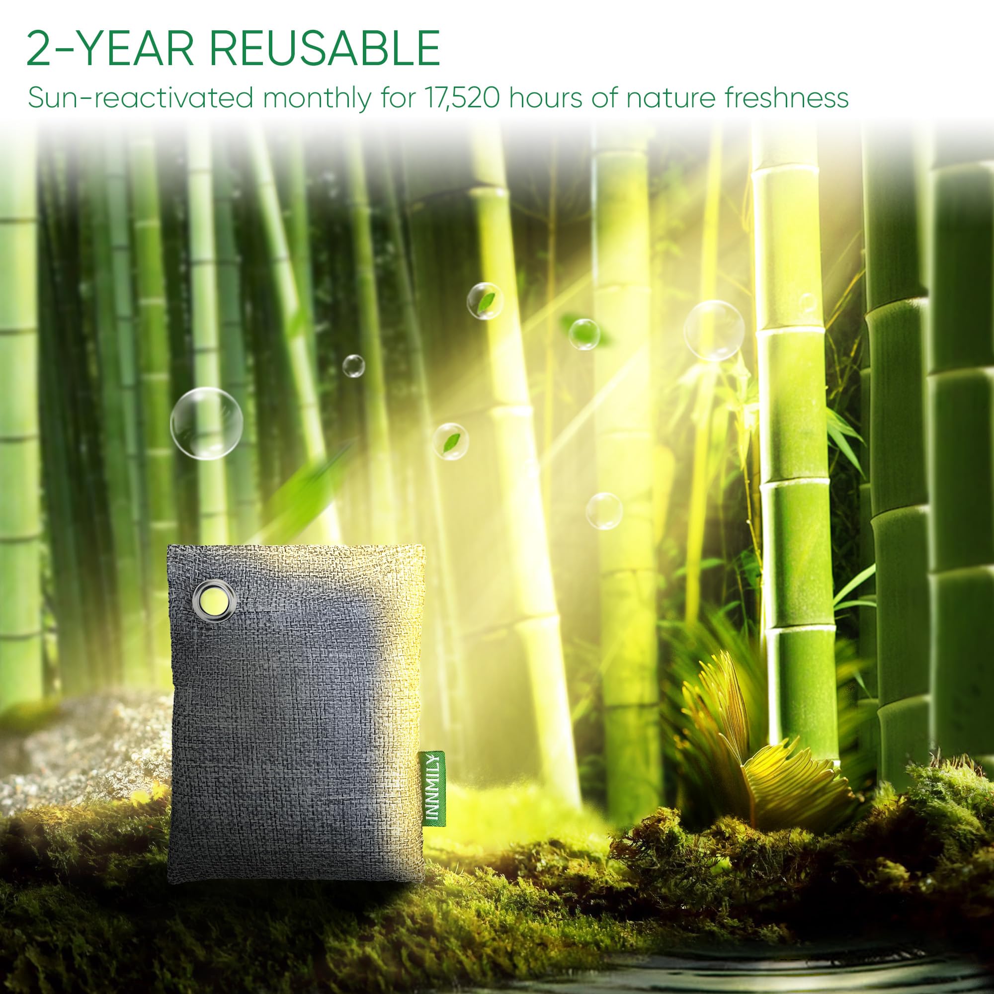 Activated Charcoal Odor Absorber, 8 Pack w Hooks Nature Odor Eliminator for Strong Odor, Bamboo Charcoal Air Purifying Bags, Moisture Absorbers for Fresh Home Car Closet Pet, Smoke Smell Deodorizer