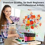 ARTKUNST Acrylic Paint Set 24 x 36 ml with 10 Brushes Canvas Included view 5
