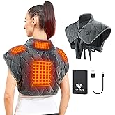 Vofuoti Portable Heating Pad for Neck and Shoulders, Cordless Heating Pad with Battery and 3 Heat Settings, Weighted Electric Heated Neck Shoulder Wrap, 16'' x 22'', 2.2lbs
