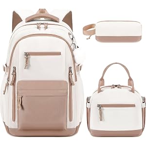 Similove Backpack for Girls, Large 15.6 inch School Backpack for Teens | with Lunch Box & Pencil Pouch, Large Capacity Laptop