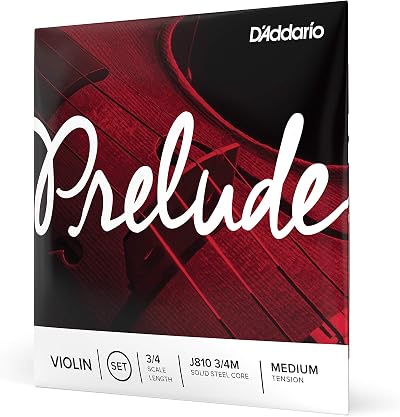 D'Addario Prelude Violin String Set 3/4 Medium Tension J810 3/4M Solid Steel