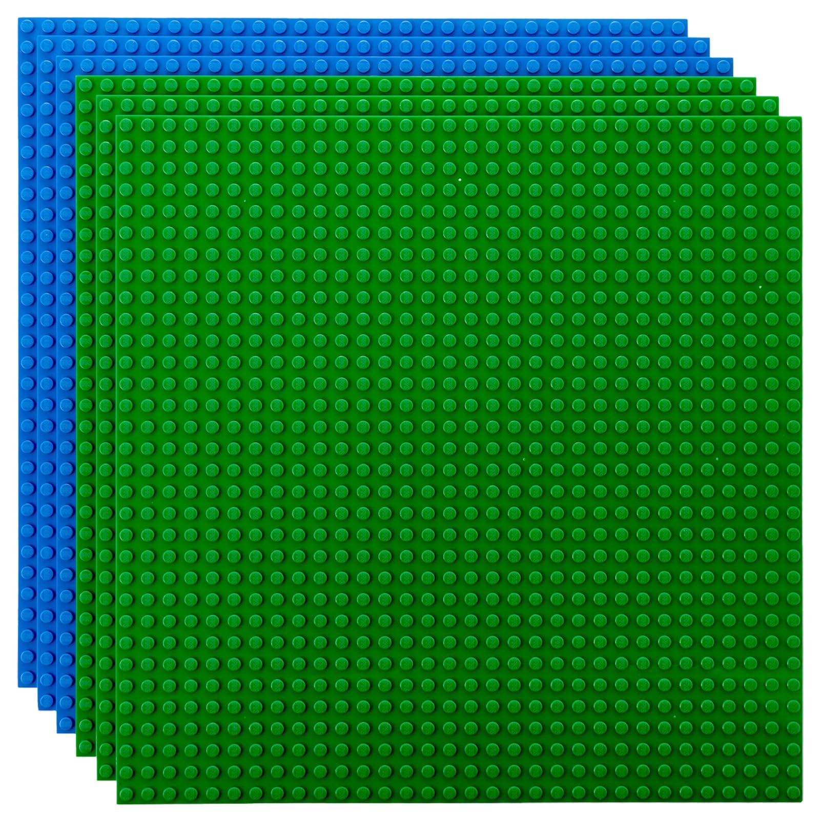Strictly Briks Premium Green and Blue 25x25 cm Construction Base Plate 6 Pack - Compatible With LEGO Blocks and Classic Sets