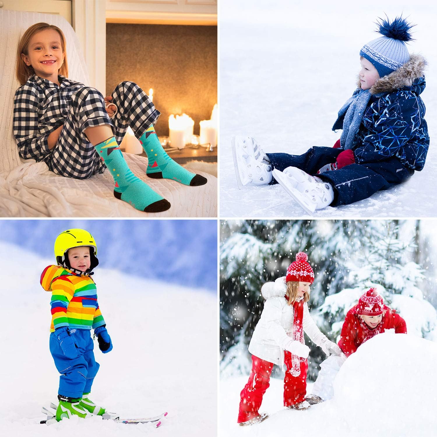 Kids Ski Socks Snow Socks Warm Snowboarding Winter Sports for Boys Girls: Clothing