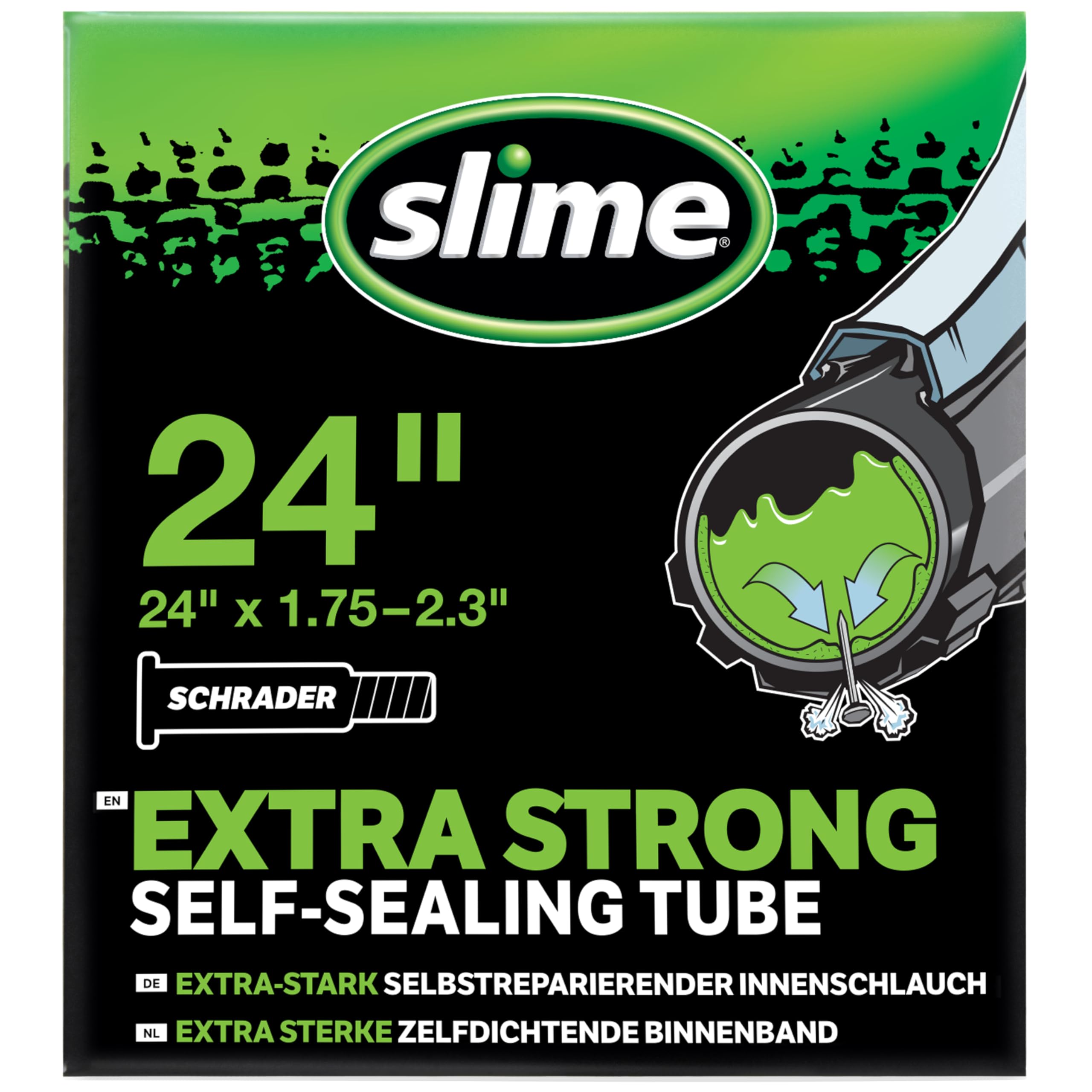 Slime 30082 Bike Inner Tube with Slime Puncture Sealant, Self Sealing, Prevent and Repair, Schrader Valve, 24" x 1.75-2.3" — image 1