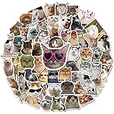 Fuzmo 100 Pcs Cat Stickers, Cute Meme Kitten Stickers for Water Bottles Laptop Guitar Suitcase, DIY Waterproof Vinyl Decals Gifts for Adults Teens Kids Boys Girls