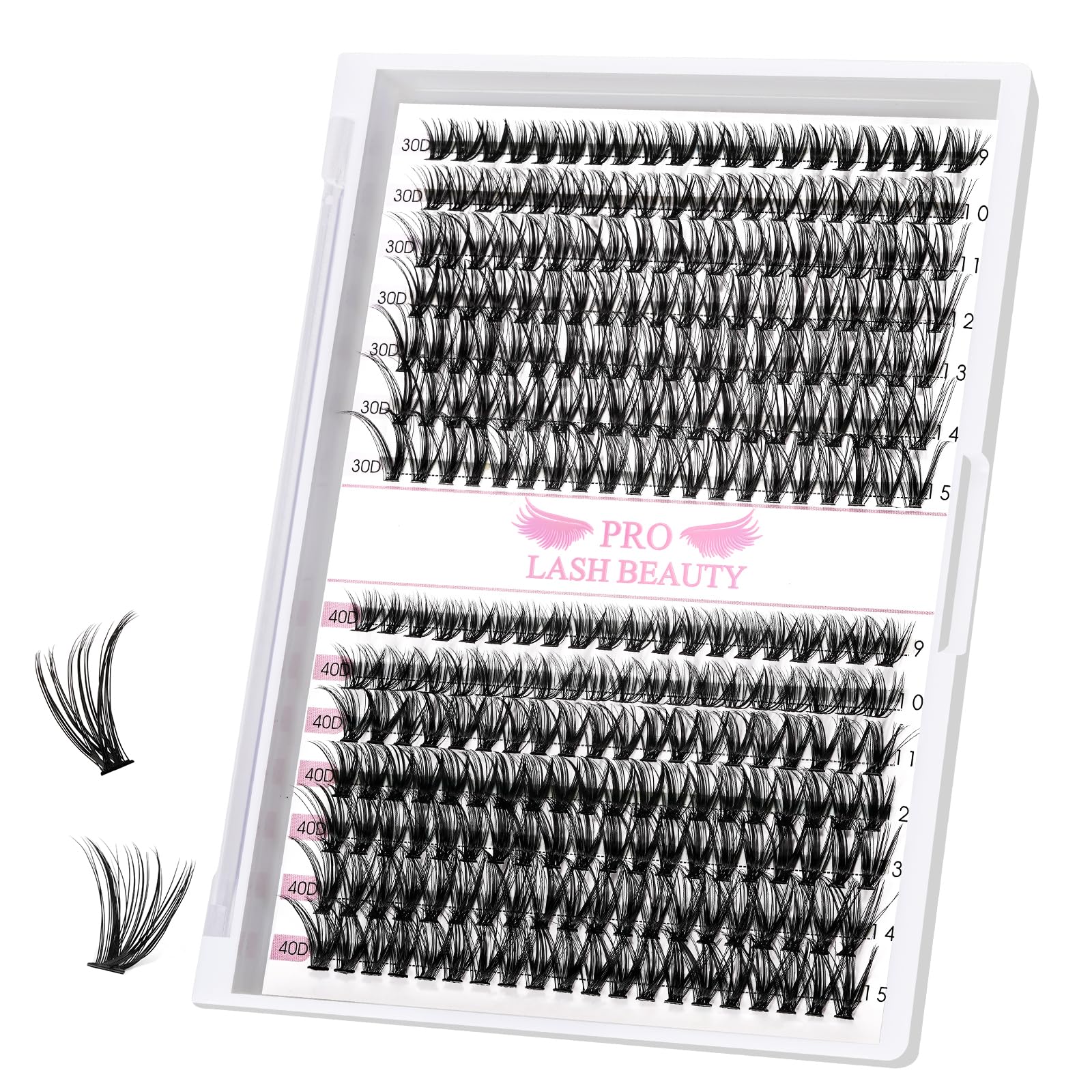 280 Pcs Individual Cluster Lashes 30D+40D D Curl 9-15Mix Lash Clusters DIY Lash Extension At Home Lashes That Look Like Eyelash Extensions (30D+40D-D,9-15mix) — image 1