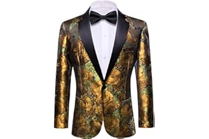BARRY.WANG Barry. Wang Men's Sport Coats & Blazers Flower Suit Jacket 1 Button Paisley Tuxedo Mardi Gras Carnival Parade Gift