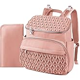 NatuFuse Diaper Bag Backpack, Large Baby Bag for Girl Boy, Travel Diaper Backpack with Insulated Pocket, Cute Diaper Bag Stroller Straps, Baby Shower & Registry Gift for Mom Dad Pink
