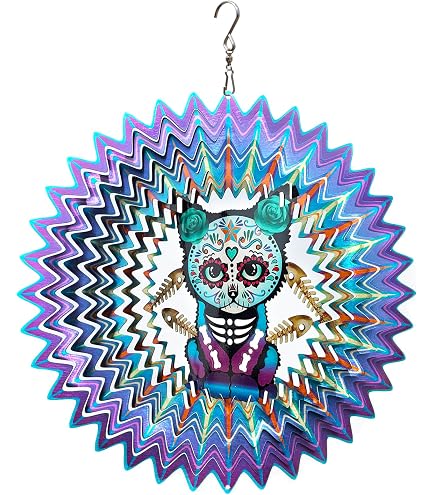 Day Of Dead Zombie-Katze Spinner – Süße Garten-Deko Aus Robustem Polyester
