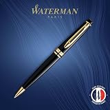 Waterman Expert Ballpoint Pen Gloss Black Gold Trim Medium Blue Ink Gift Box view 2