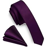 GUSLESON Fashion 1.58"（4cm） Solid Color Necktie and Pocket Square Sets For Men + Gift Box