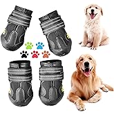 CovertSafe& Dog Boots for Dogs Non-Slip, Waterproof Dog Booties for Outdoor, Dog Shoes for Medium to Large Dogs 4Pcs with Rugged Sole Black