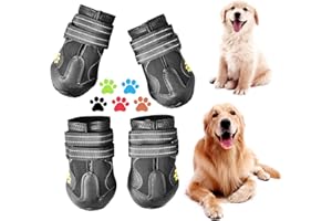 CovertSafe& Dog Boots for Dogs Non-Slip, Waterproof Dog Booties for Outdoor, Dog Shoes for Medium to Large Dogs 4Pcs with Rugged Sole Black