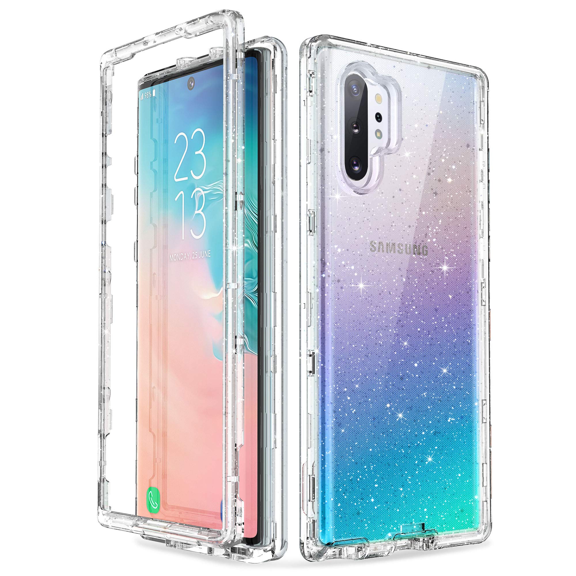 Photo 1 of ULAK Galaxy Note 10 Plus 5G Case, Stylish Clear Glitter Sparkle Heavy Duty Shockproof Rugged Protection Case Soft TPU Protective Cover for Samsung Galaxy Note 10 Plus 5G (2019), Clear Glitter
