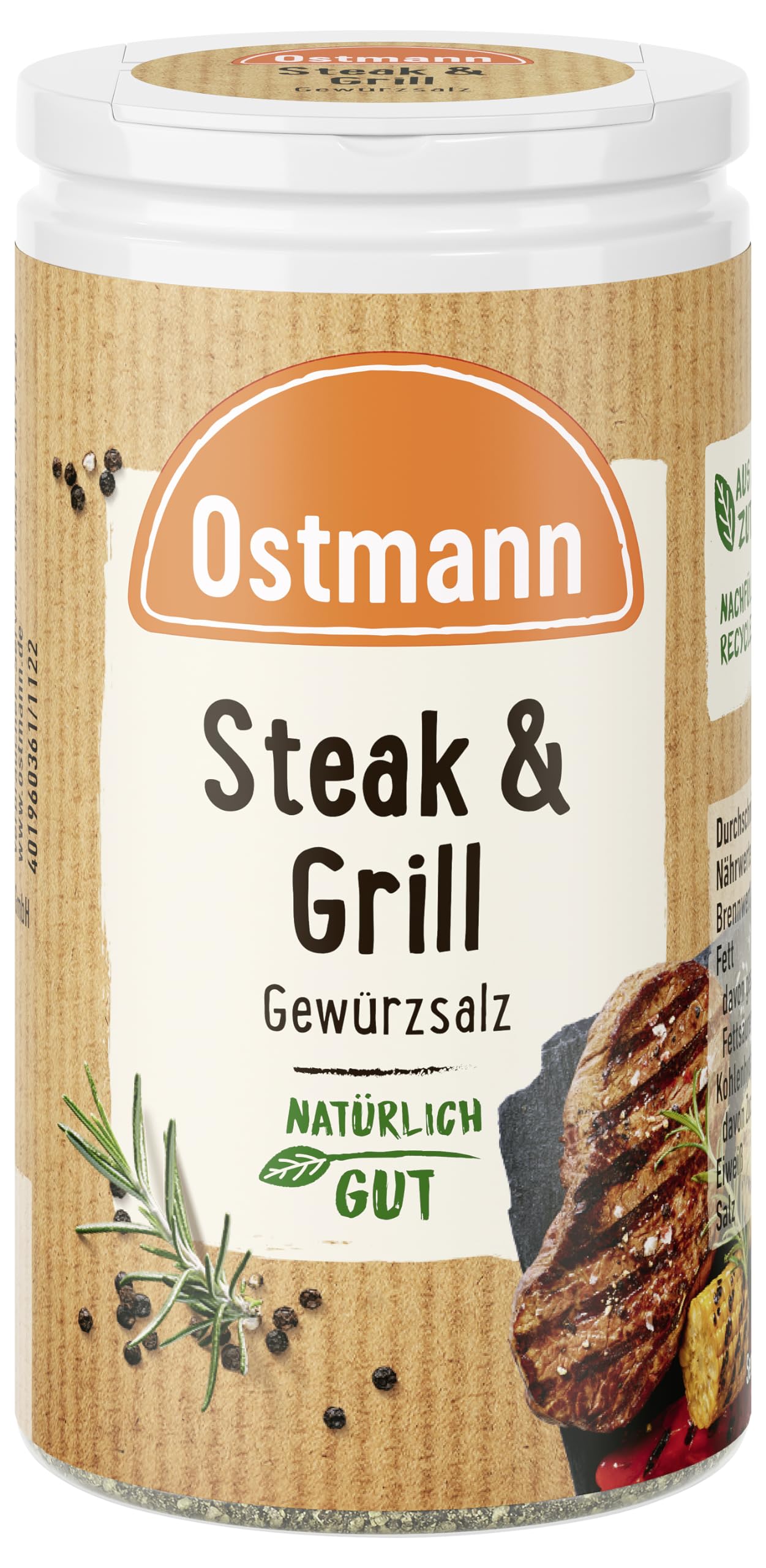 Ostmann Gewürze – Steak & Grill Gewürzsalz, leckeres Gewürzsalz zum Grillen & Anbraten von würzigen Steaks, ideal auch für Grillgerichte ohne Fleisch, 60 g