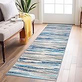 Lansny Abstract Runner Rug 2x6, Blue Washable Hallway Runner Rug Non-Slip, Soft Printed Kitchen Runner, Thin Faux Wool Runners for Hallways, Modern Floor Carpet for Entryway Bedroom Hall Indoor