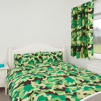 Zappi Co Grün Graue Armee Camouflage Bettwäsche-Set für King-Size