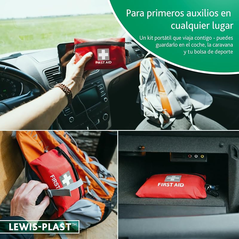 LEWIS PLAST Kit Completo de Primeiros Socorros 92 peças de primeiros socorros ao ar livre - kit que atende aos padrões europeus para atividades internas e externas