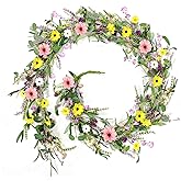 6.5 Ft Summer Flower Vine Garlands Artificial Wildflower Wisteria Lavender Daisy Spring Garland Not Withering Floral Wreath Garland All Year Round Home Decor for Indoor Outdoor Home Wedding Arch
