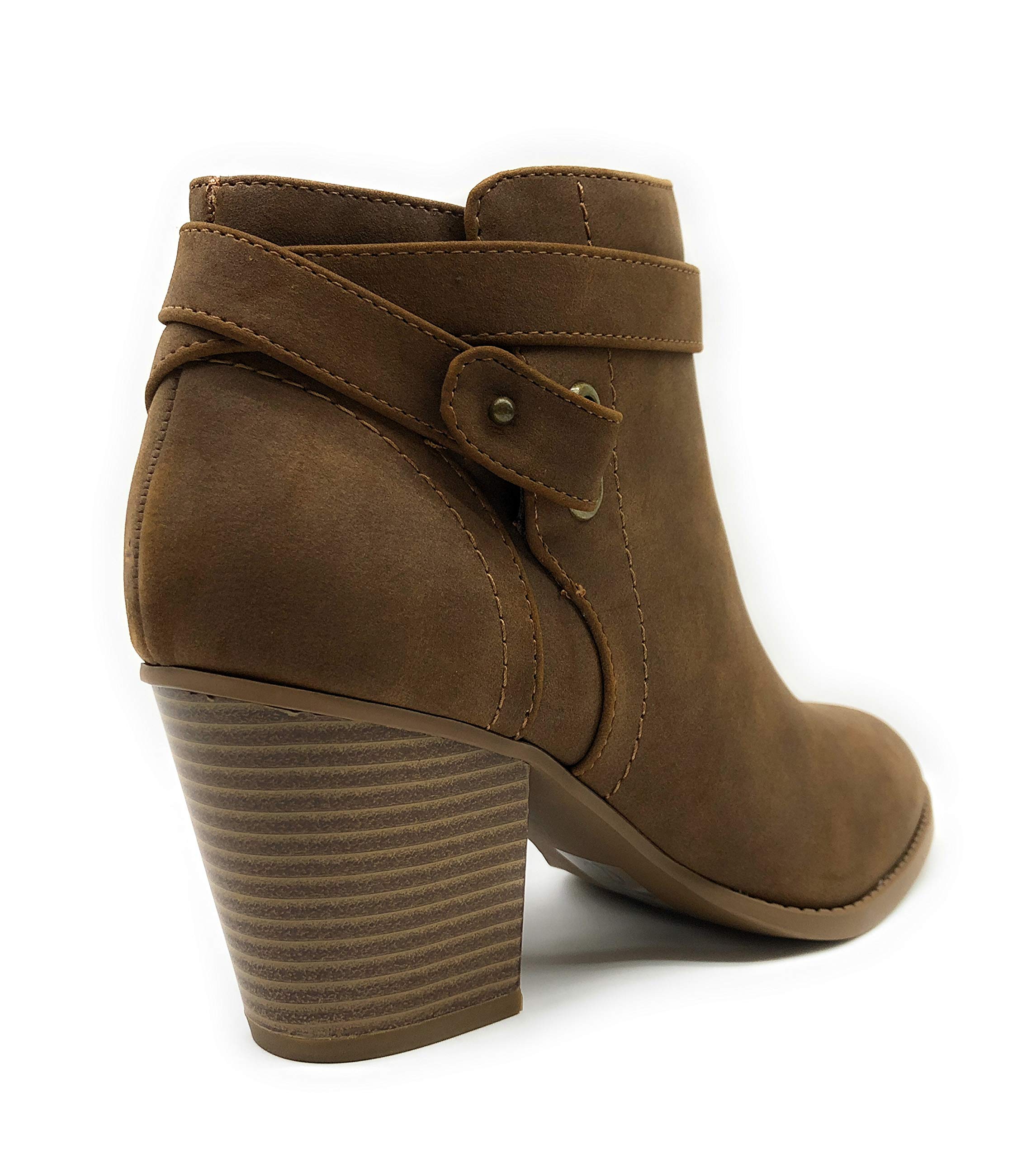 Women's JDKABUKI Strappy Criss Cross with Button Buckle Casual Dress Ankle Bootie (8 B(M) US, Light Brown NB) - Image 3