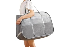 BEMKOO Collapsible Laundry Baskets with Easy Carry Handles, 95L Clothes Hamper for Storage, Foldable Laundry Basket Tear-proof, Large Pop Up Hampers for Laundry, Bedroom, Bathroom, Dorm Grey