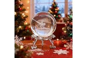 ZEERSHEE 2.3in 3D Dragonfly Crystal Ball Figurine with Stand Dragonflies Gifts for Men Women Glass Animals Insect Sphere Decorative Ball for Home Decor