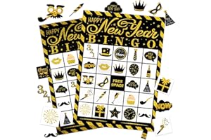 WSEPASCI New Year Bingo Game for Kids, 24 Players New Year Eve Bingo Game Cards, New Years Bingos Cards for Kids Adults Gifts Classroom Family Friends Large Group Activities 2026 New Years Eve Party Supplies