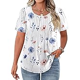 IN'VOLAND Womens Plus Size Tops Tunic Short Sleeve Crew Neck Shirts Casual Summer Blouse 1X-5X