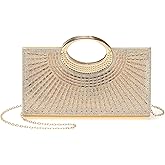 DTGN Evening Bags Clutch Purses for Women Formal, Rhinestone Handbags Purse Shoulder Bag with Chain Sparkly for Wedding Guest Party Gold