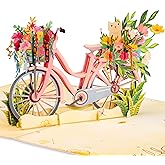 Paper Love Valentines Day Pop Up Card, 3D Flower Bike Spring, Gift for Valentines, Birthday, Wedding, Anniversary, Thank You, Get Well, All Occasion - 5" x 7" Cover - Includes Envelope and Note Tag