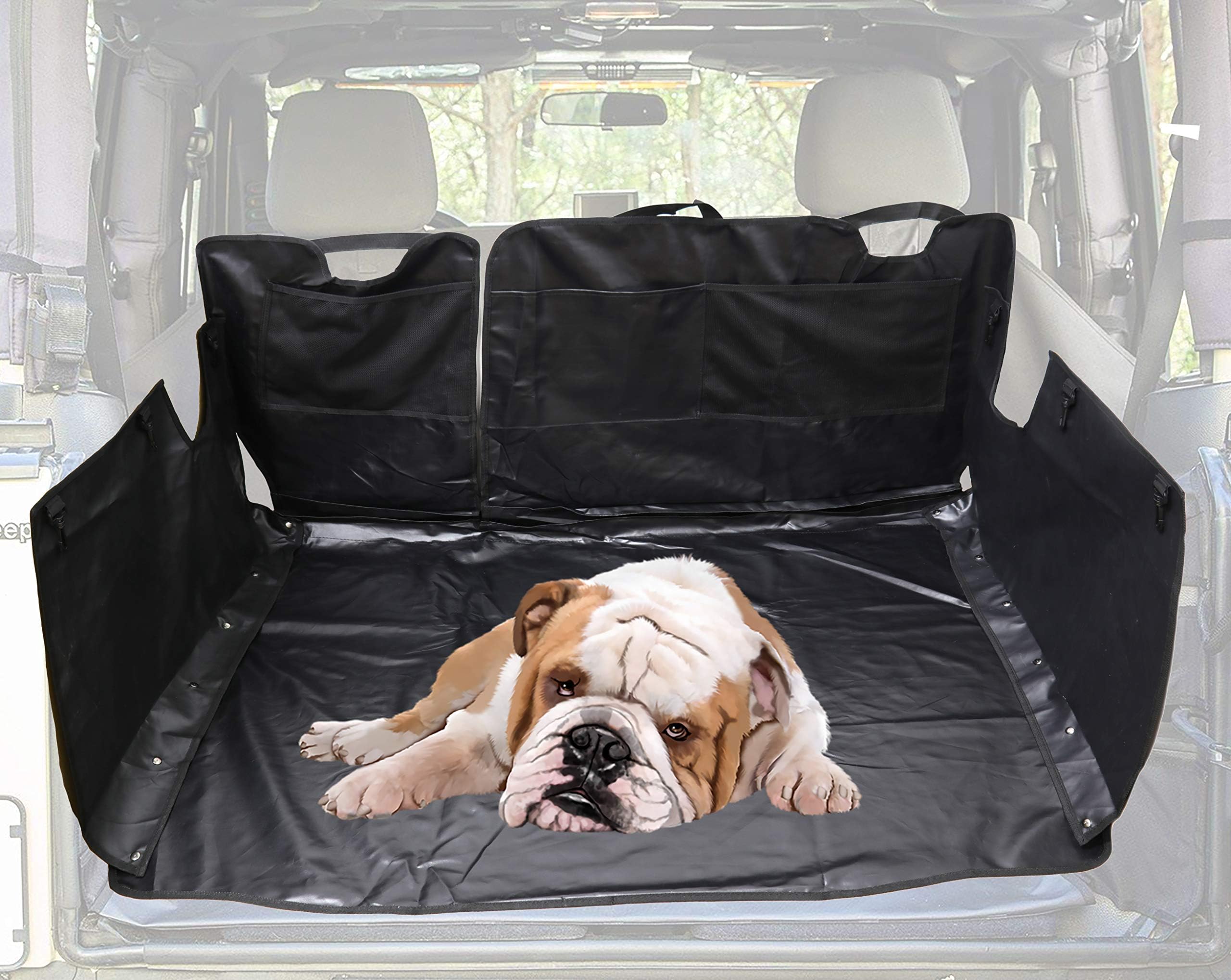 EnRand Waterproof Dog Car Seat Cover for Jeep Wrangler JL JLU, Trunk Liner Mat Cover for pet, Nonslip, Waterproof, ultipurpose Storage Case, 600D Oxford Fabric, Hammock Style