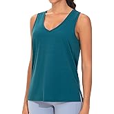 THE GYM PEOPLE Womens V Neck Tank Tops Stretchy Loose Fit Sleeveless Workout Shirts Quick Dry Yoga Tops with Side Split