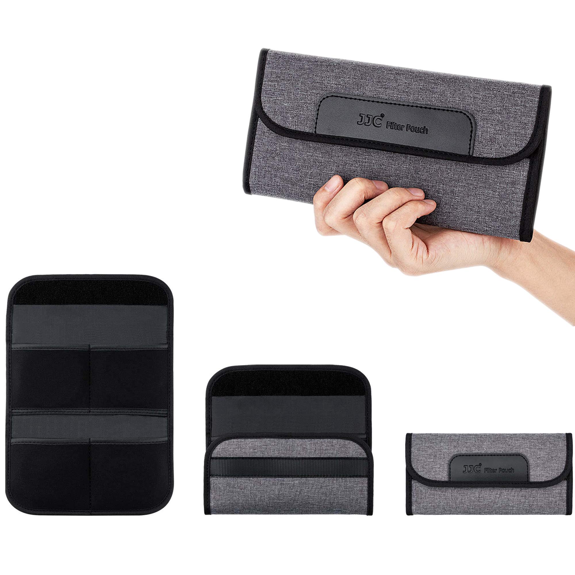 JJC 4 Pockets Filter Case for Round Filter Up to 58mm (37/40.5/43/46/49/52/55/58mm), Foldout Lens Filter Pouch with Microfiber Cleaning Cloth, Professional Photography Filter Bag