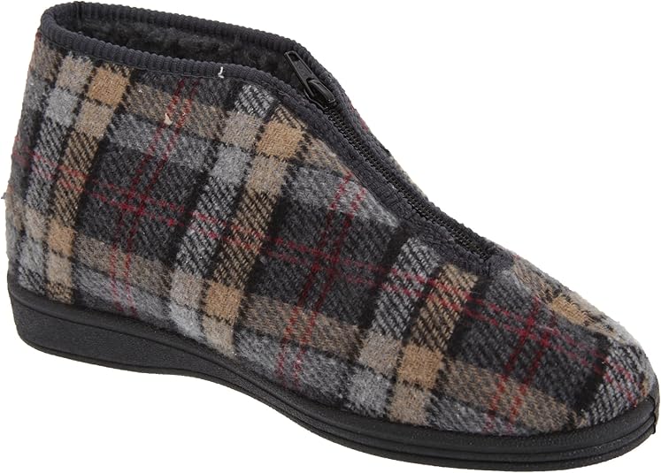 Sleepers Mens Jed II Thermal Zip Check Bootee Slippers Amazon.co.uk