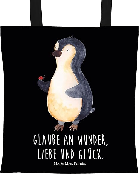 Mr Mrs Panda Shopper Beutel Tragetasche Pinguin Marienkafer Mit Spruch Farbe Schwarz Amazon De Kuche Haushalt