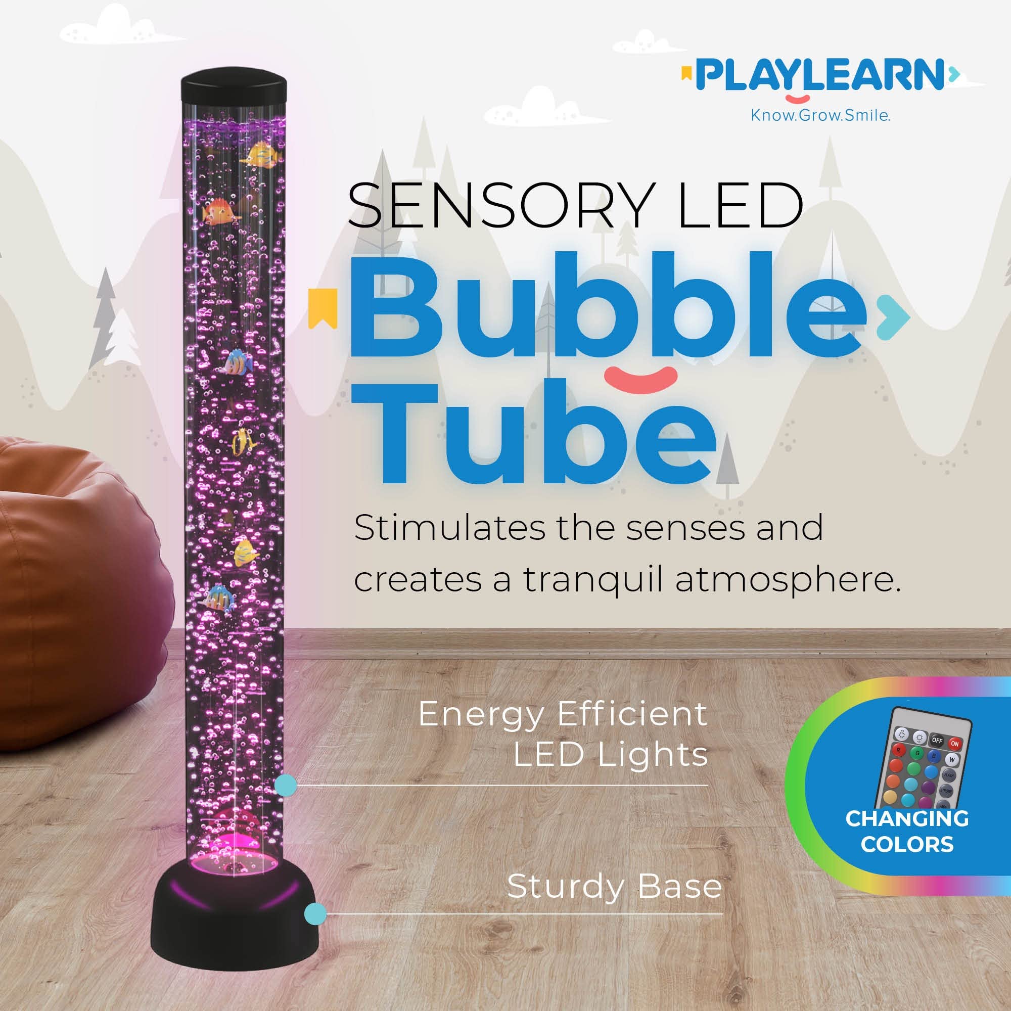 Lava Lamp Brewish 4FT Sensory LED Water Bubble Tube Lamp,with 20