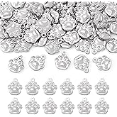 Cheriswelry 60Pcs Stainless Steel Dog Paw Print Charm Pendant Antique Silver Animal Footprint Dangle Charms 12x10x3mm for DIY Crafts Bracelets Necklace Earrings Jewelry Making