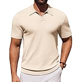 J.VER Polo Shirts for Men Short Sleeve V Neck Knit Polo Shirt Casual Vintage Stretch Golf T-Shirts