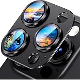 Uyiton for iPhone 15 Pro/iPhone 15 Pro Max Camera Lens Protector | Not Easy to Break, Strong Adsorption, Case-Friendly, Metal 9H Sapphire Glass Rear Camera Screen Cover, Black Titanium